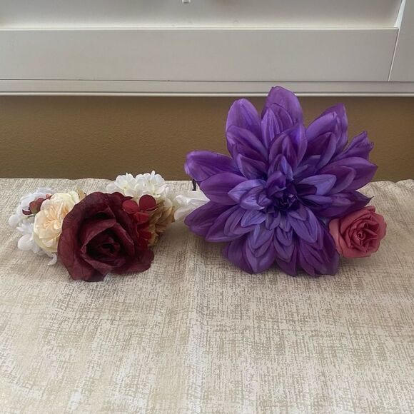 Two Handmade Colorful Floral “Day of the Dead” Dia de Los Muertos Headbands. EUC - Picture 5 of 8